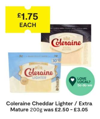 Coleraine Cheddar Lighter / Extra Mature 200g