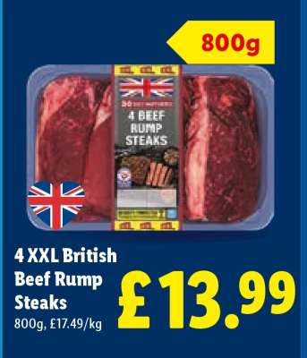 4 XXL British Beef Rump Steaks