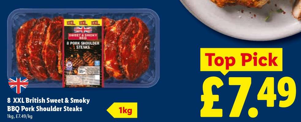 8 XXL British Sweet & Smoky BBQ Pork Shoulder Steaks