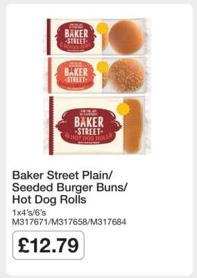 Baker Street Plain/Seeded Burger Buns/Hot Dog Rolls
