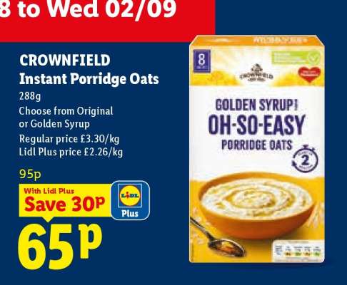 CROWNFIELD Instant Porridge Oats