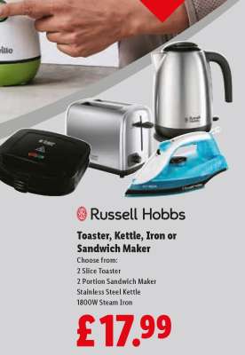Russell Hobbs Toaster, Kettle, Iron or Sandwich Maker