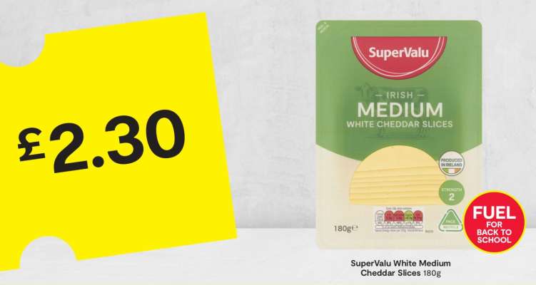 SuperValu White Medium Cheddar Slices 180g