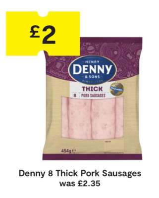 Denny 8 Thick Pork Sausages