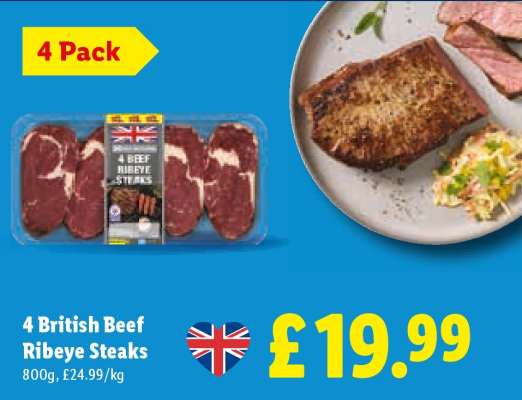 4 British Beef Ribeye Steaks