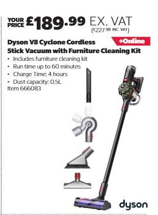 Dyson V8 Cyclone Cordless Stick Vacuum with Furniture Cleaning Kit