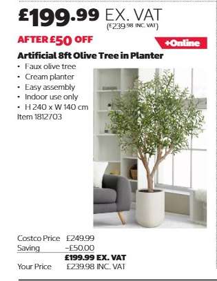 Artificial 8ft Olive Tree in Planter