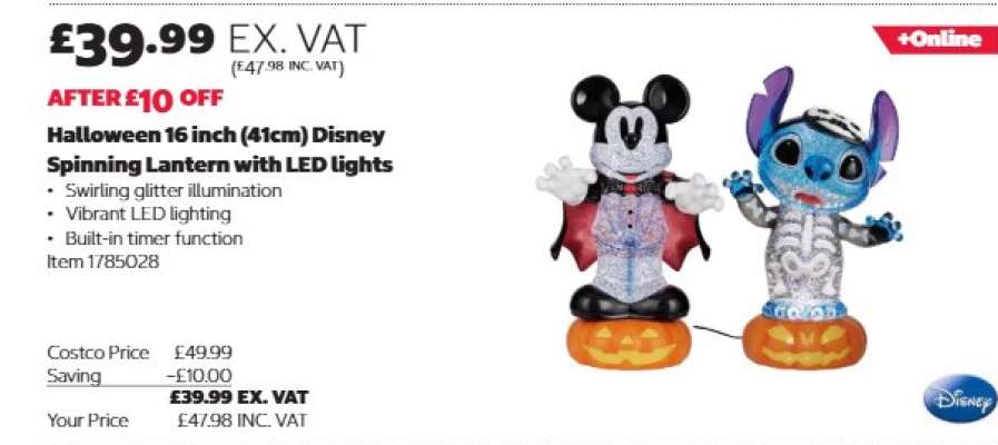 Halloween 16 inch (41cm) Disney Spinning Lantern with LED lights