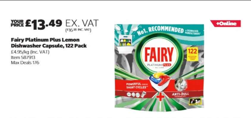 Fairy Platinum Plus Lemon Dishwasher Capsule 122 Pack