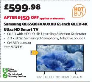 Samsung QE65Q8FAAUXXU 65 Inch QLED 4K Ultra HD Smart TV