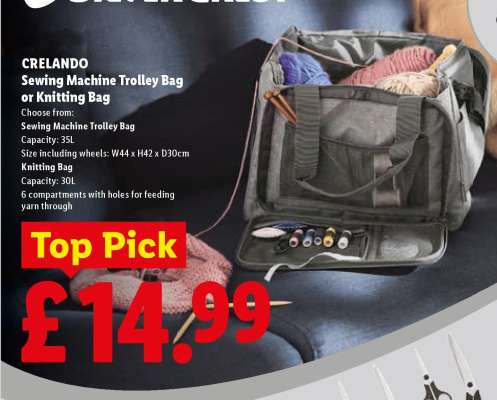 CRELANDO Sewing Machine Trolley Bag or Knitting Bag