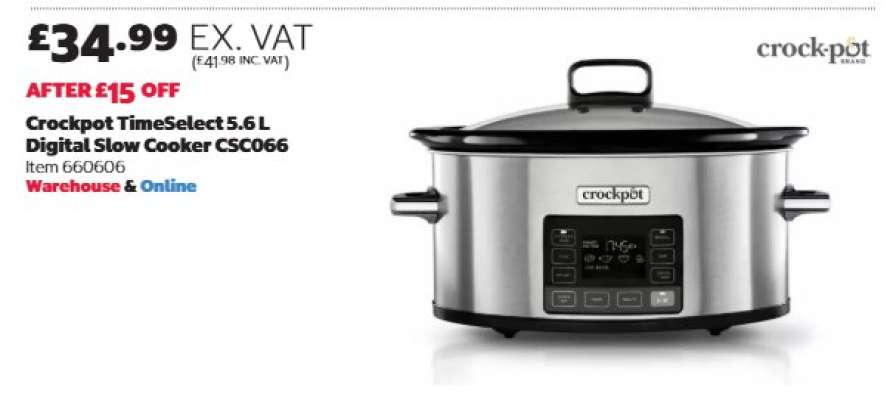 Crockpot TimeSelect 5.6 L Digital Slow Cooker CSC066