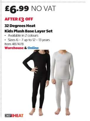 32 Degrees Heat Kids Plush Base Layer Set
