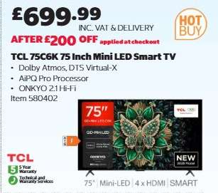 TCL 75C6K 75 Inch Mini LED Smart TV