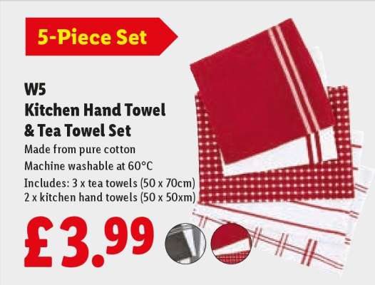 W5 Kitchen Hand Towel & Tea Towel Set