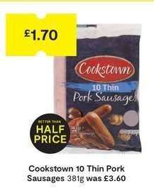 Cookstown 10 Thin Pork Sausages