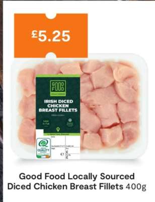 Good Food Locally Sourced Diced Chicken Breast Fillets 400g