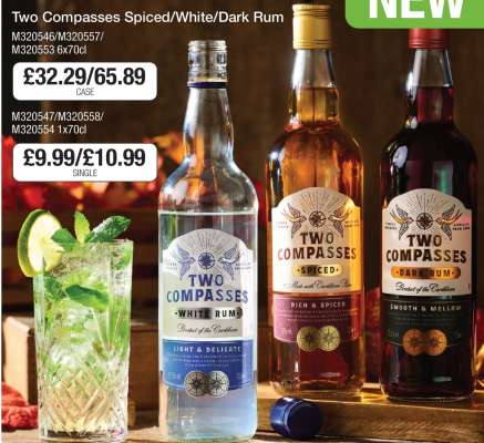 Two Compasses Spiced/White/Dark Rum