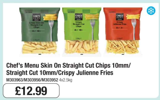 Chef’s Menu Skin On Straight Cut Chips 10mm/Straight Cut 10mm/Crispy Julienne Fries