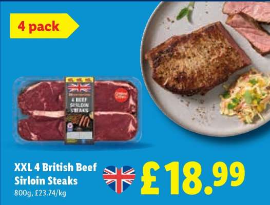 XXL 4 British Beef Sirloin Steaks