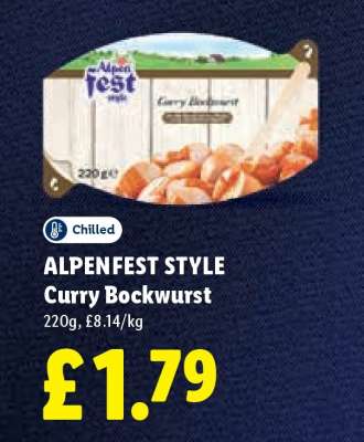 ALPENFEST STYLE Curry Bockwurst