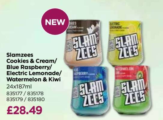 Slamzees Cookies & Cream/Blue Raspberry/Electric Lemonade/Watermelon & Kiwi