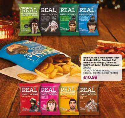 Real Cheese & Onion/Real Ham & Mustard/Real Roasted Ox/Real Salt & Vinegar/Real Sea Salt/Real Sweet Chilli/Jalapeno