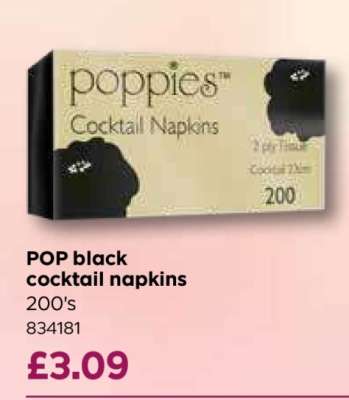 POP black cocktail napkins