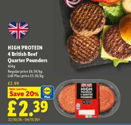 HIGH PROTEIN 4 British Beef Quarter Pounders