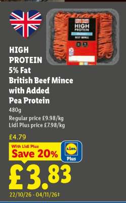 HIGH PROTEIN 5% Fat British Beef Mince with Added Pea Protein