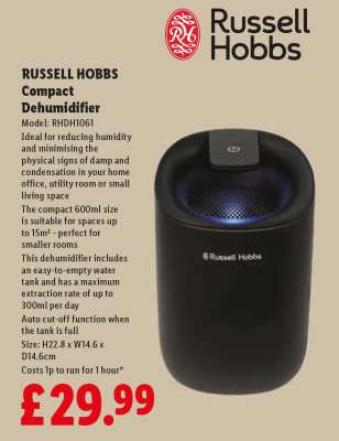 RUSSELL HOBBS Compact Dehumidifier