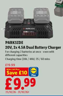 PARKSIDE 20V 2x 4.5A Dual Battery Charger