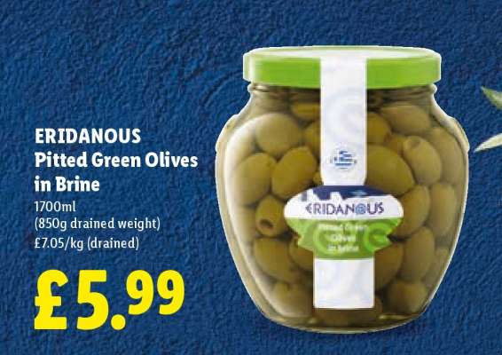 Eridanous Pitted Green Olives in Brine