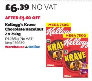 Kellogg's Krave Chocolate Hazelnut 2 x 750g