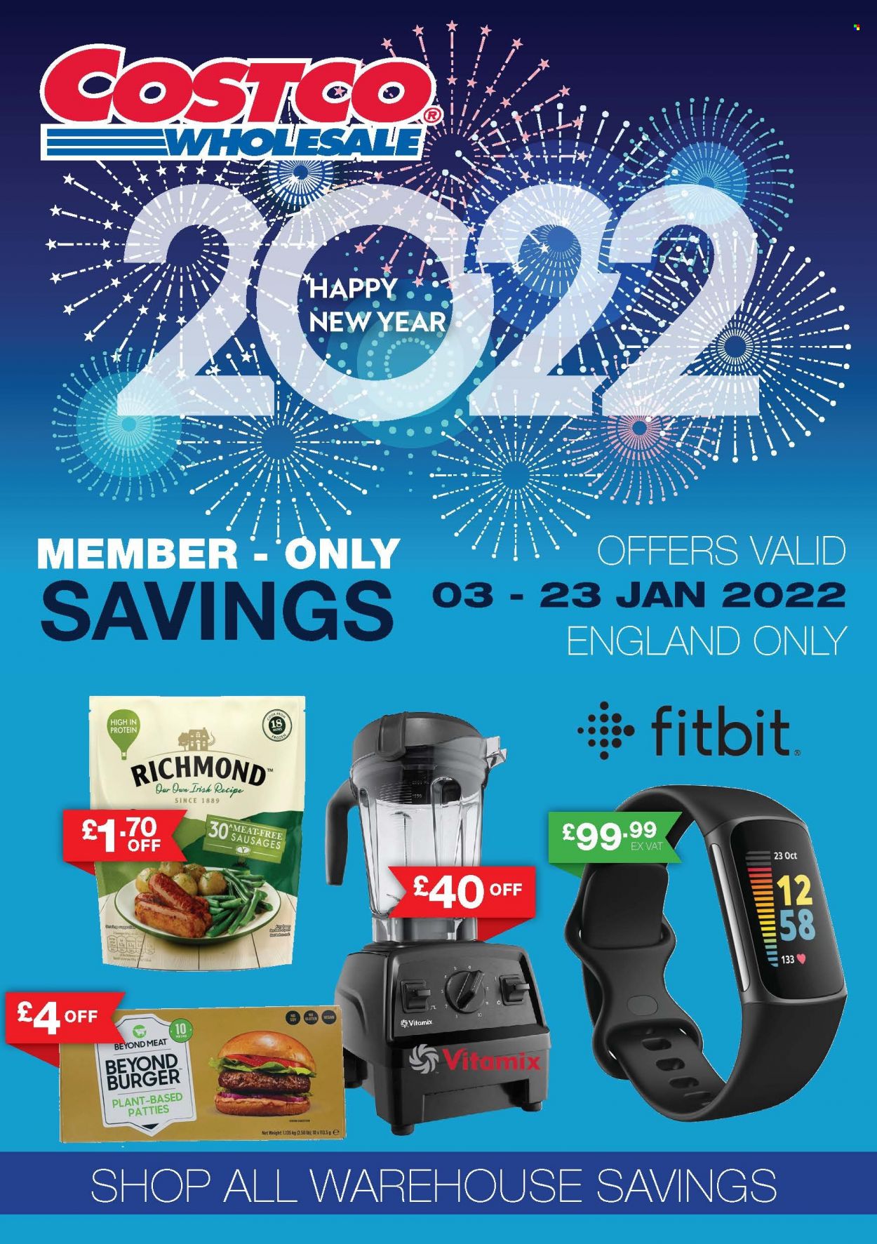 Costco offer  - 3.1.2022 - 23.1.2022 - Sales products - hamburger, sausage. Page 1.