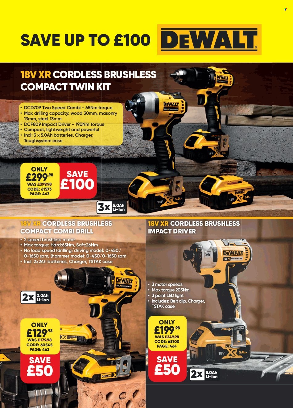 Toolstation offer  - Sales products - LED light, DeWALT, drill, impact driver. Page 2.