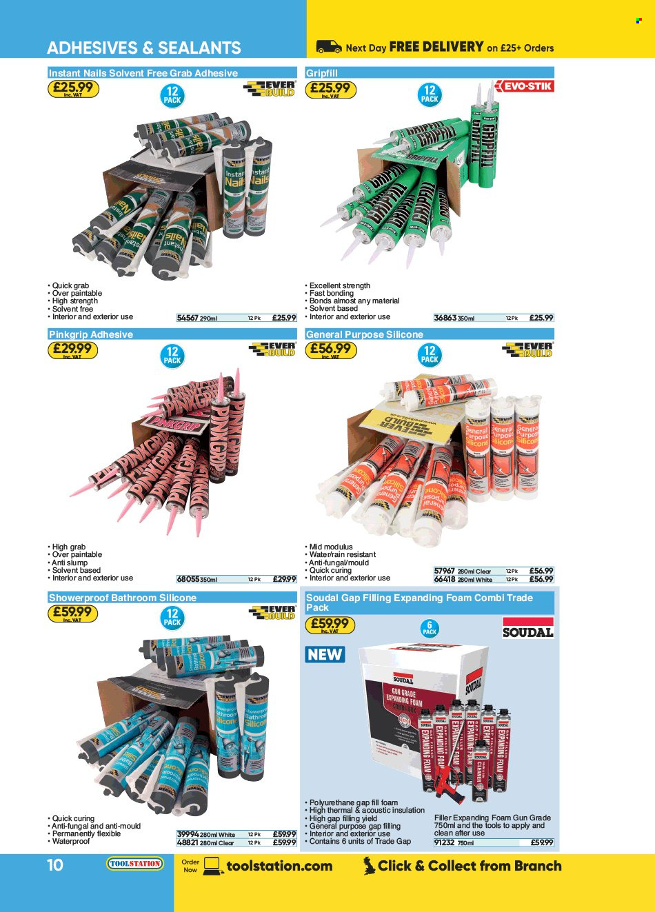 Toolstation offer  - Sales products - adhesive. Page 10.
