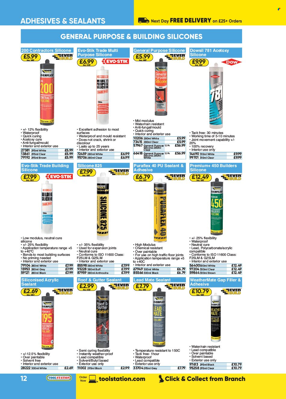 Toolstation offer  - Sales products - adhesive. Page 12.