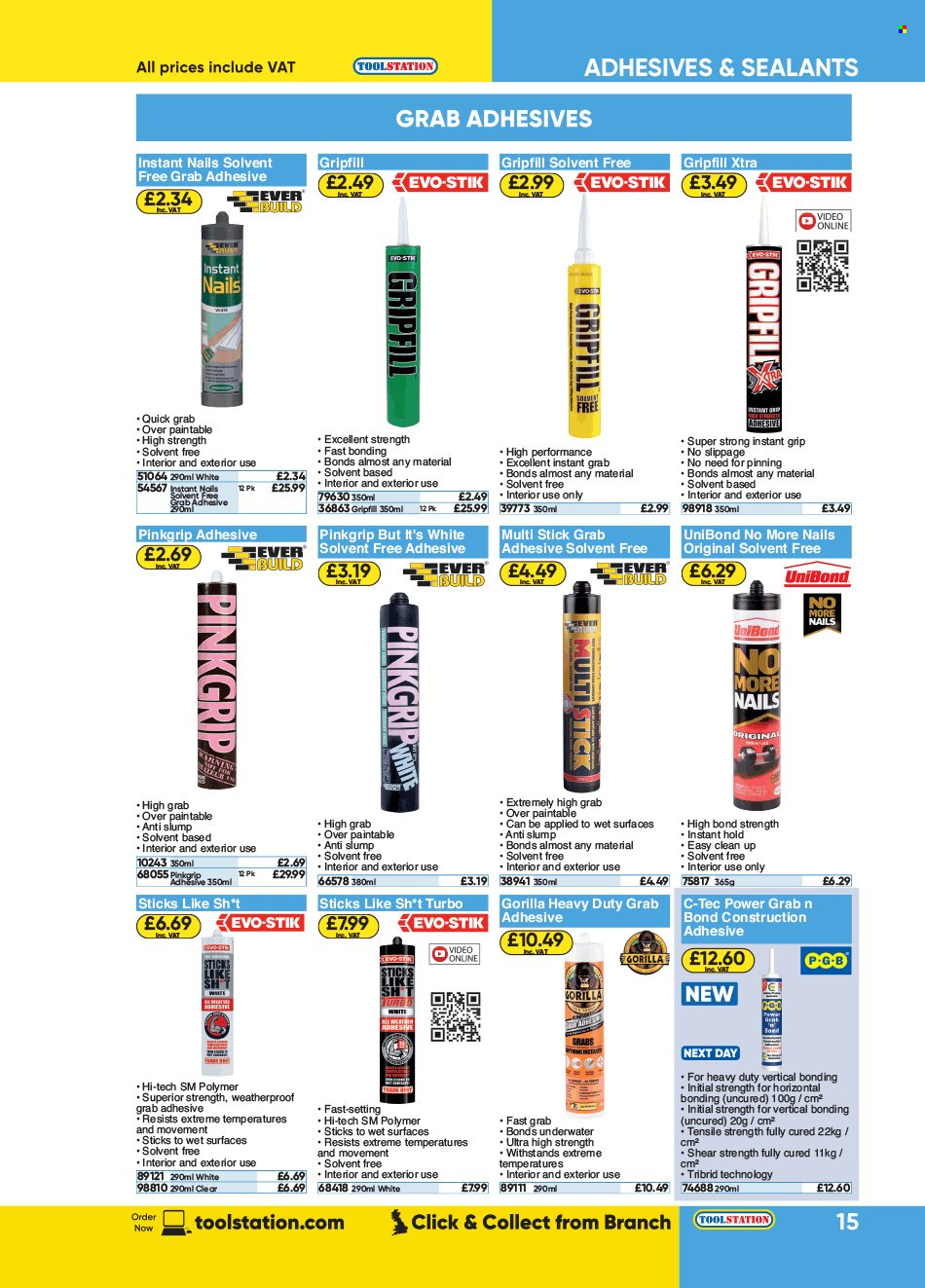 Toolstation offer  - Sales products - adhesive. Page 15.