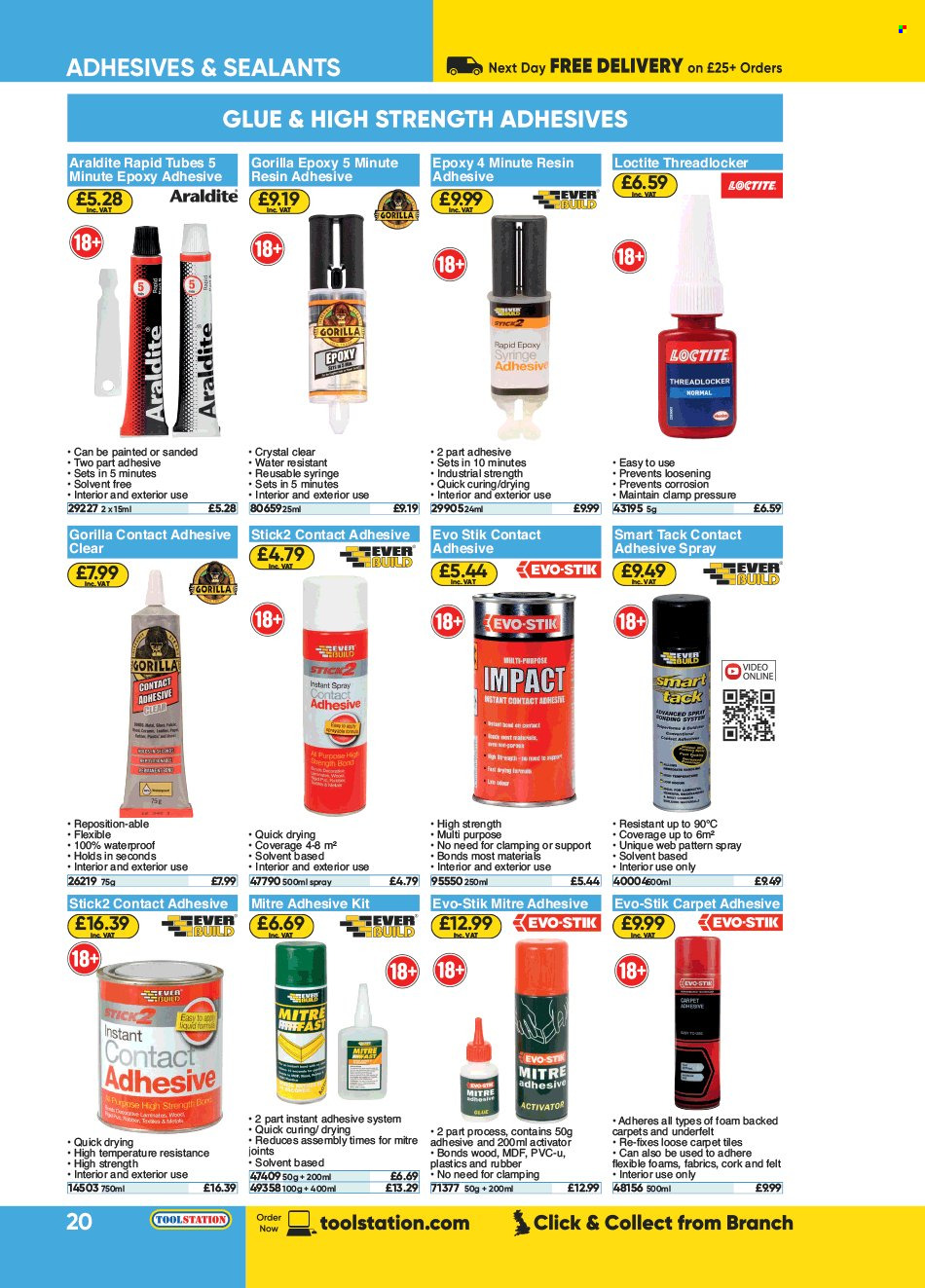 Toolstation offer  - Sales products - glue, adhesive. Page 20.