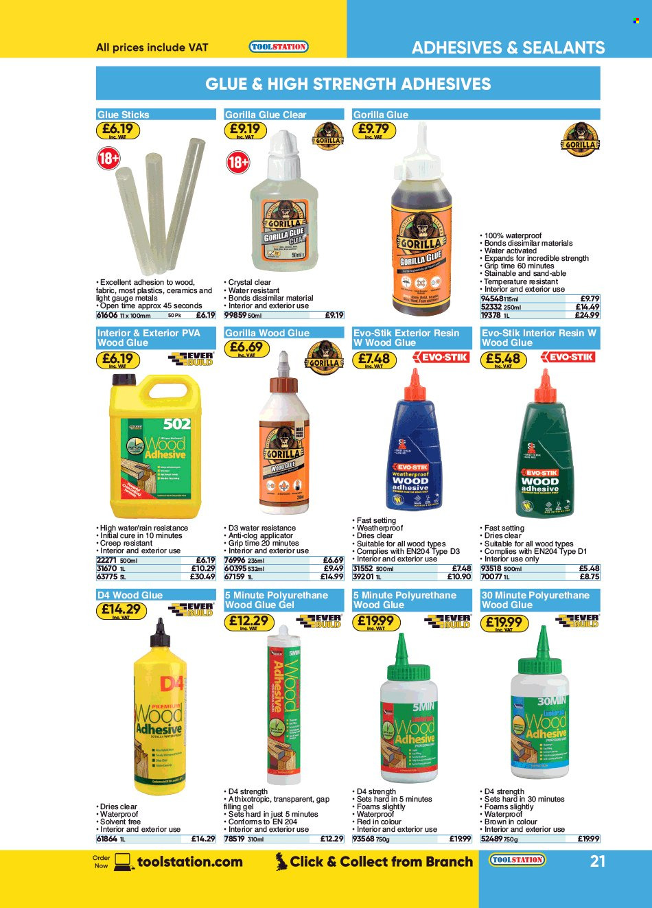 Toolstation offer  - Sales products - glue, adhesive. Page 21.