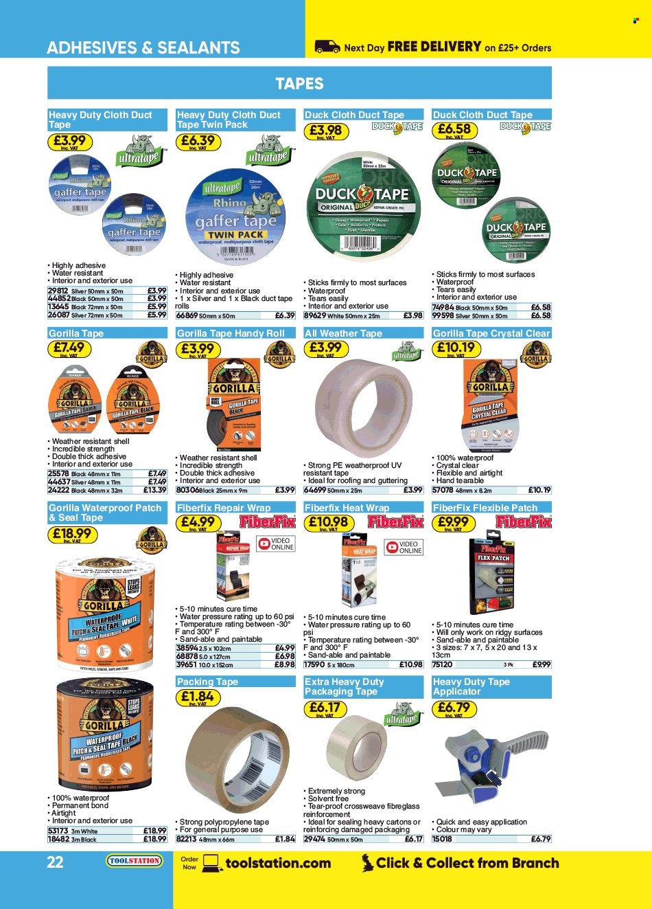Toolstation offer  - Sales products - Rhino, duck tape, pot, Shell. Page 22.