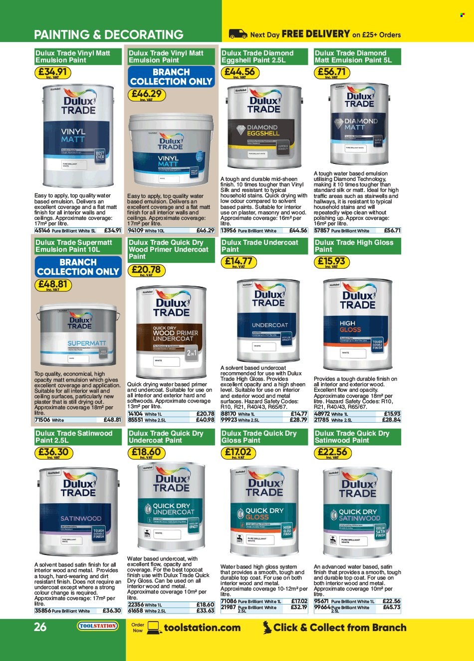 Toolstation offer  - Sales products - top coat, Dulux. Page 26.